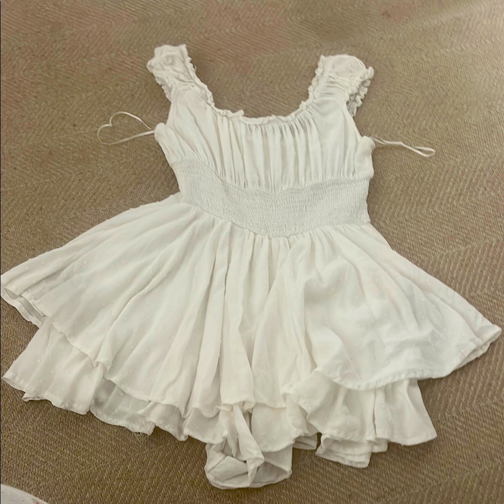 White Ruffled Sleeveless Dress (Urban Outfitters)